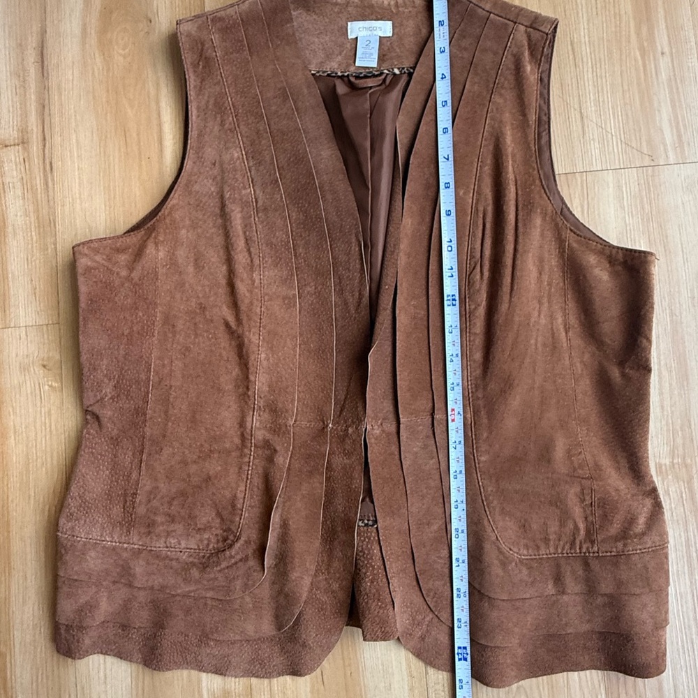 Chico’s Brown Real Suede Leather Vest Top - Picture 5 of 7